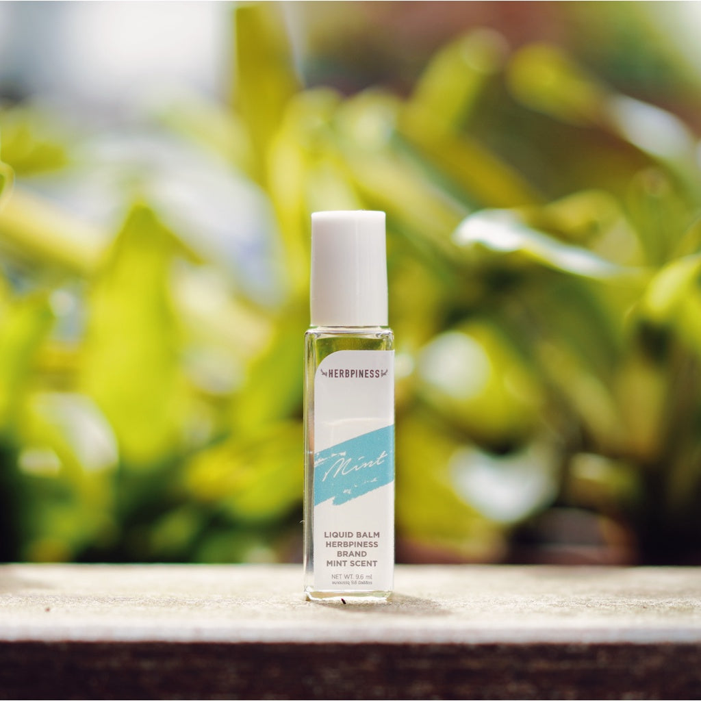 Herbpiness Liquid Balm Roller 9.6ml | Botanical Aroma Relief Oil (Mint / Lemongrass / Lemon / Orange)